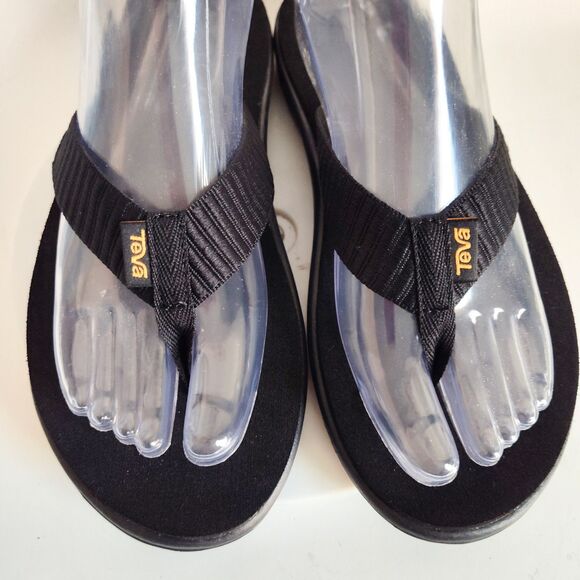 Teva Sandals Size 9 Voya Slip On Flip Flops Black Comfort Women Lightweight - Picture 6 of 11